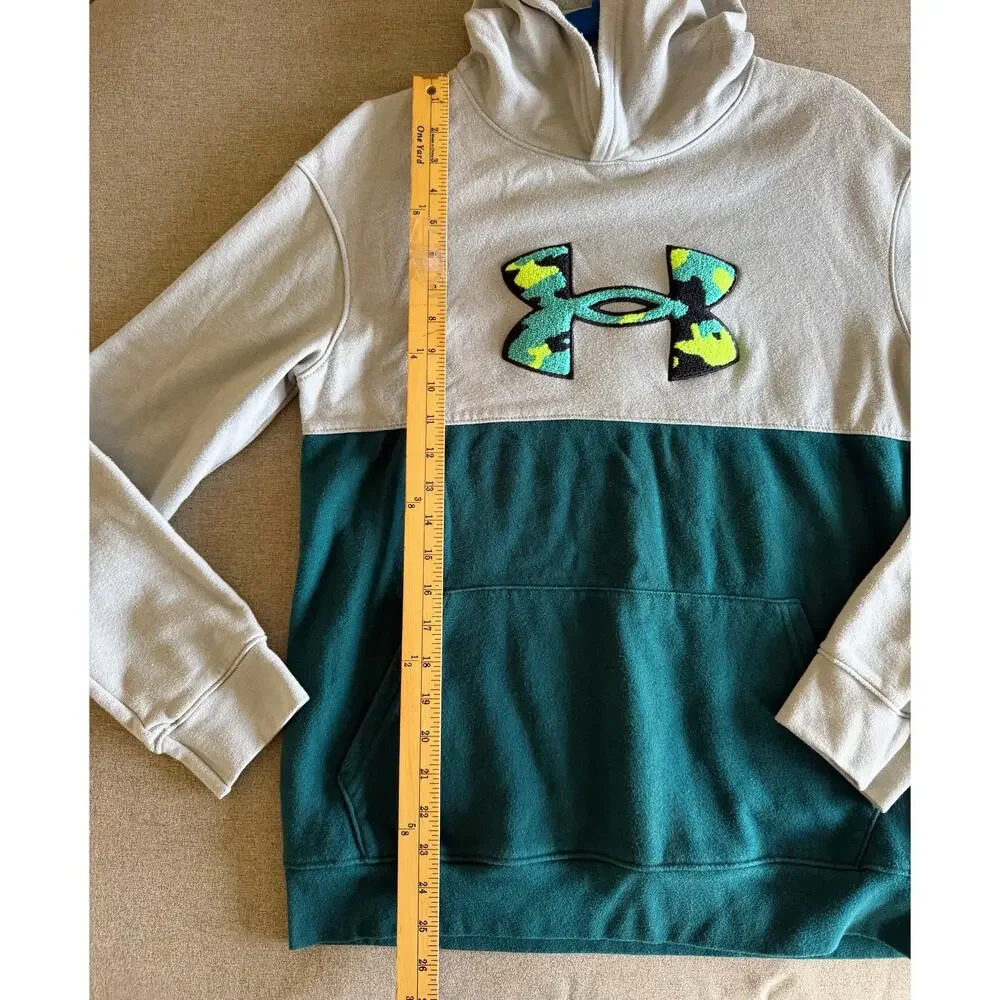 Under Armour Youth XL ColdGear Hoodie - Two-Tone Gray & Teal - Camo Big Logo